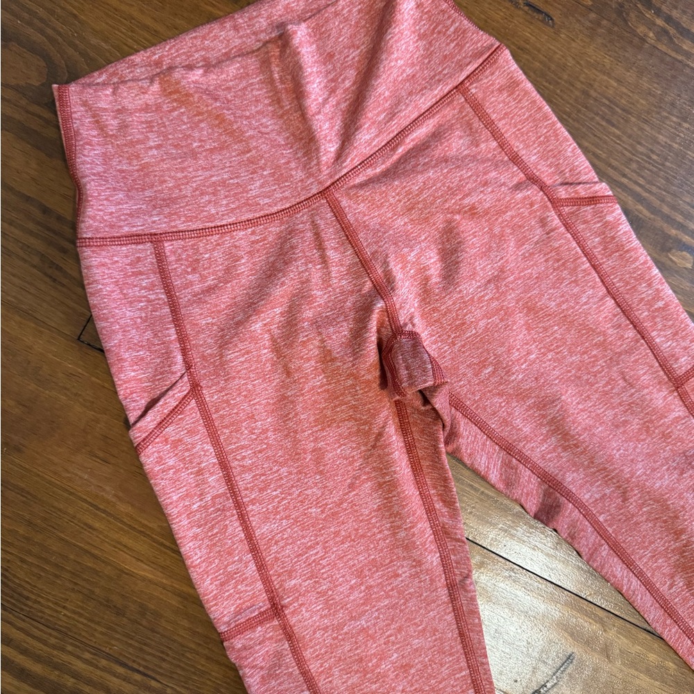 Aerie Heathered Orange Coral Leggings EUC Warm M Medium Pockets